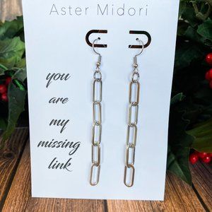 Link Chain Earrings Silver-tone Stainless Steel 3.5" long